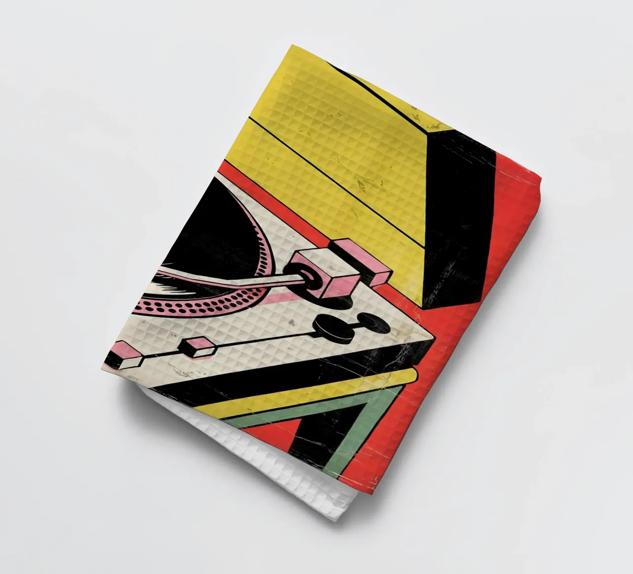 Giradischi retrò in stile pop art colorato canovaccio da cucina da Plain Thoughts