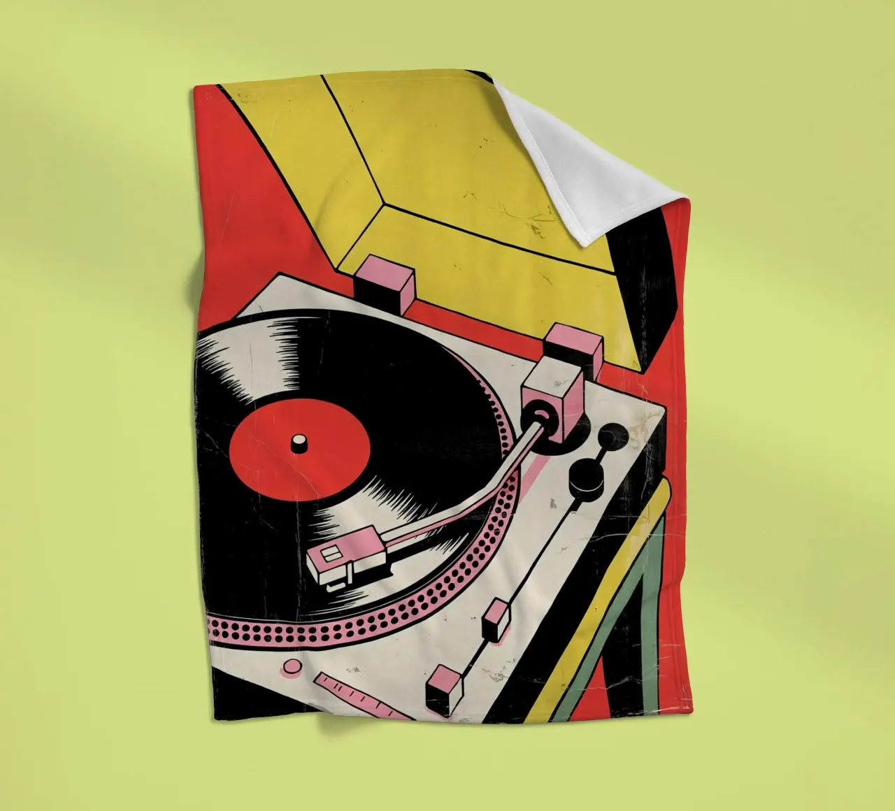 Giradischi retrò in stile pop art colorato coperta in pile da Plain Thoughts