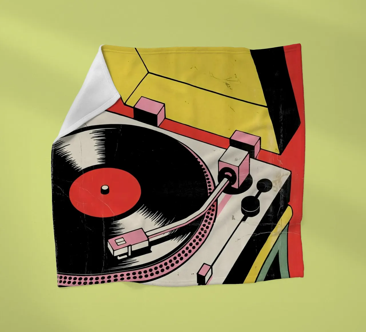 Giradischi retrò in stile pop art colorato coperta in pile da Plain Thoughts