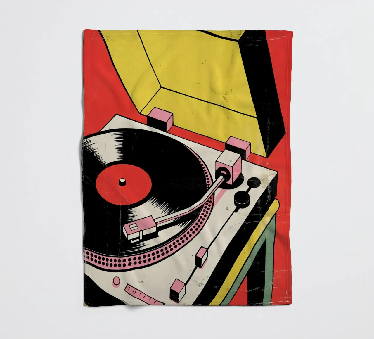 Giradischi retrò in stile pop art colorato coperta in pile da Plain Thoughts