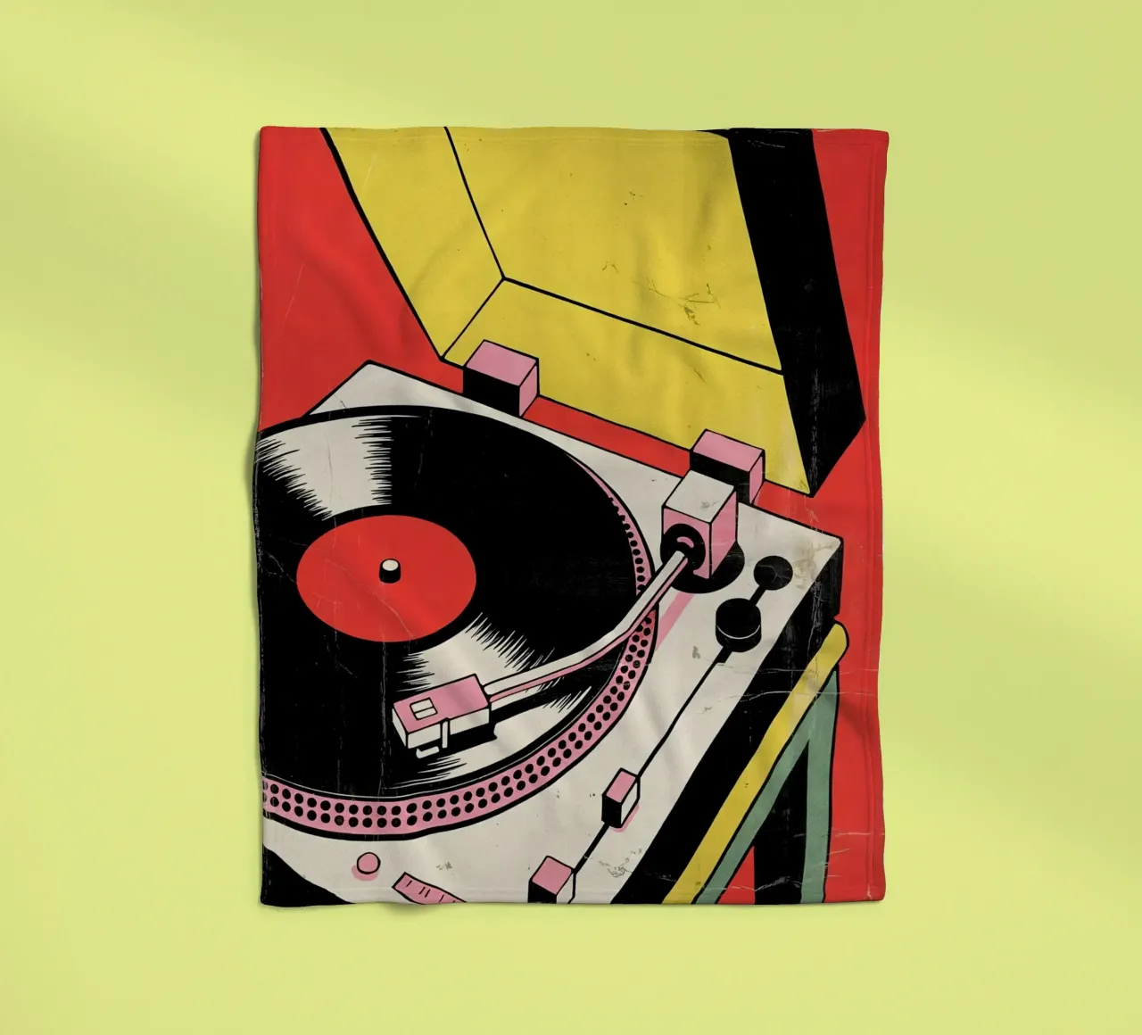 Giradischi retrò in stile pop art colorato coperta in pile da Plain Thoughts