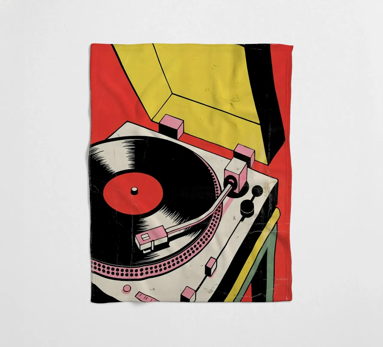 Giradischi retrò in stile pop art colorato coperta in pile da Plain Thoughts