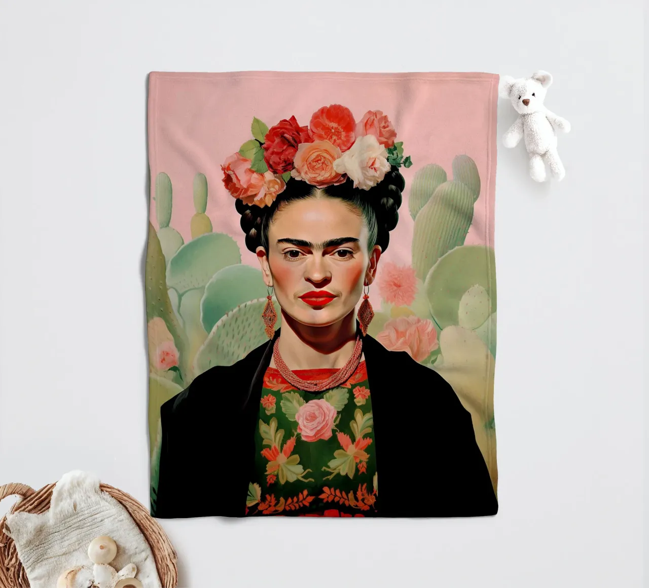 Frida Kahlo "Resilient Heart" coperta in pile da Fantasias Florales