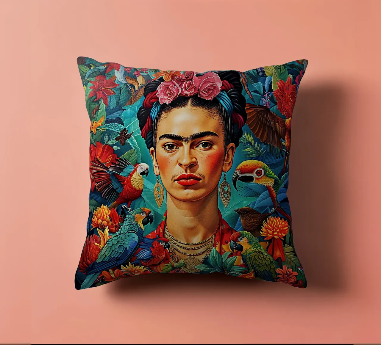 Frida Kahlo "Brave Expressions" cuscino da Fantasias Florales