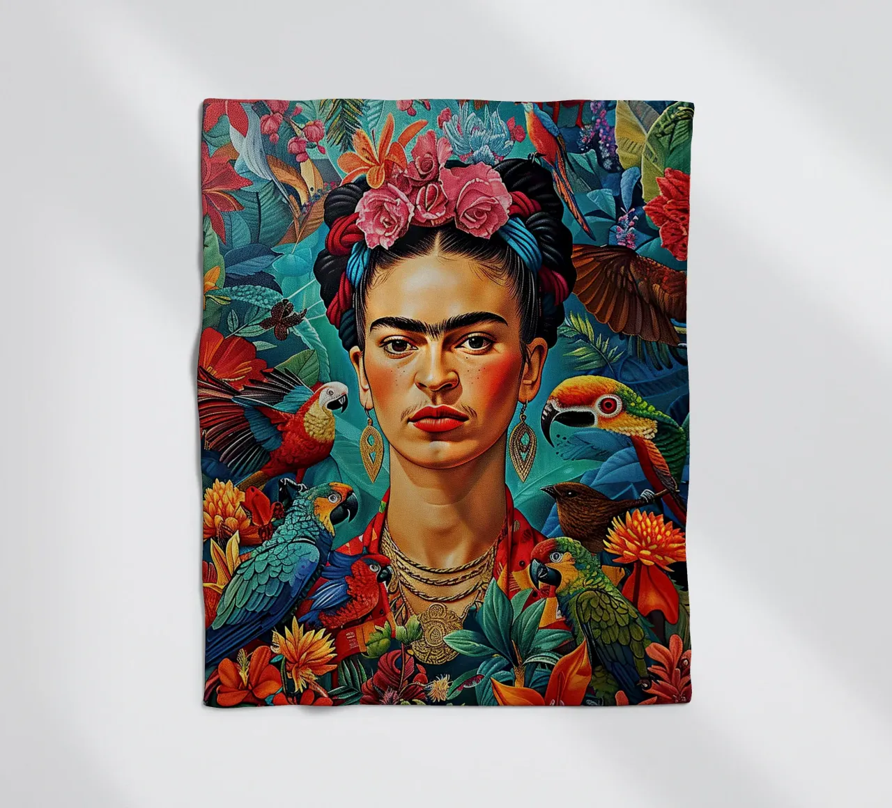 Frida Kahlo "Brave Expressions" coperta in pile da Fantasias Florales
