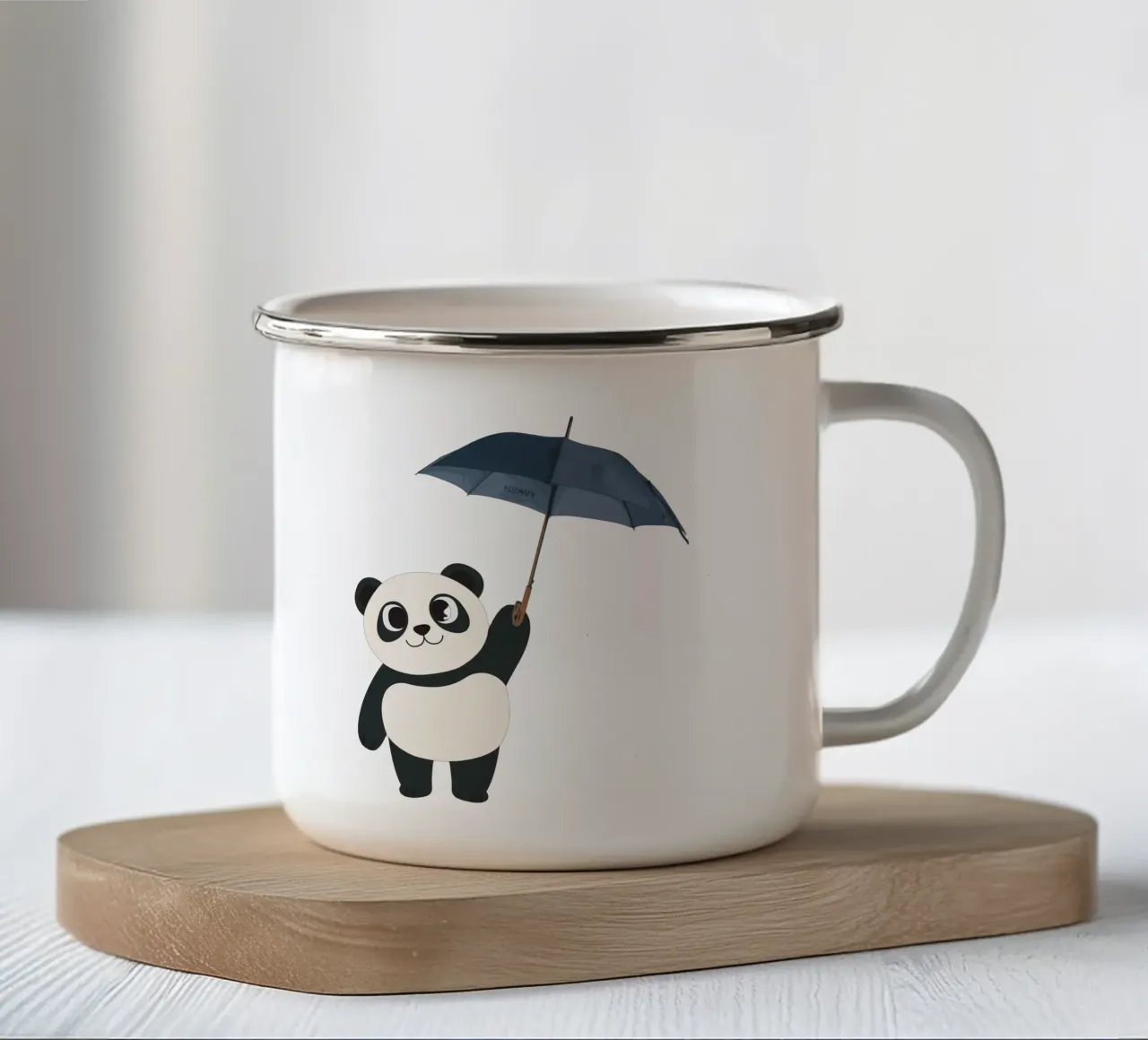 Panda sotto la pioggia tazza in smalto da The Little Animals Club