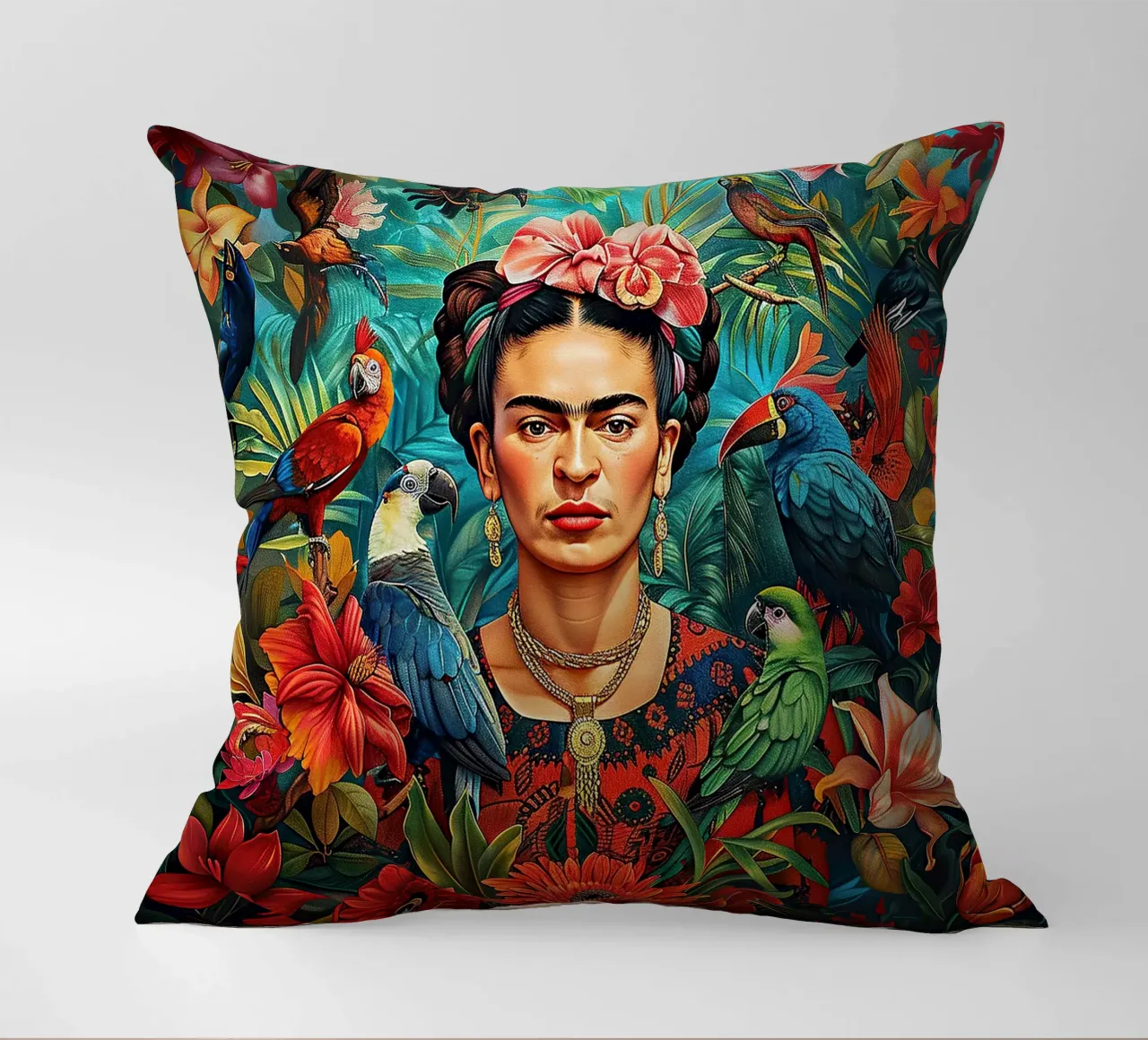 Frida Kahlo "Colors of Courage" cuscino da Fantasias Florales