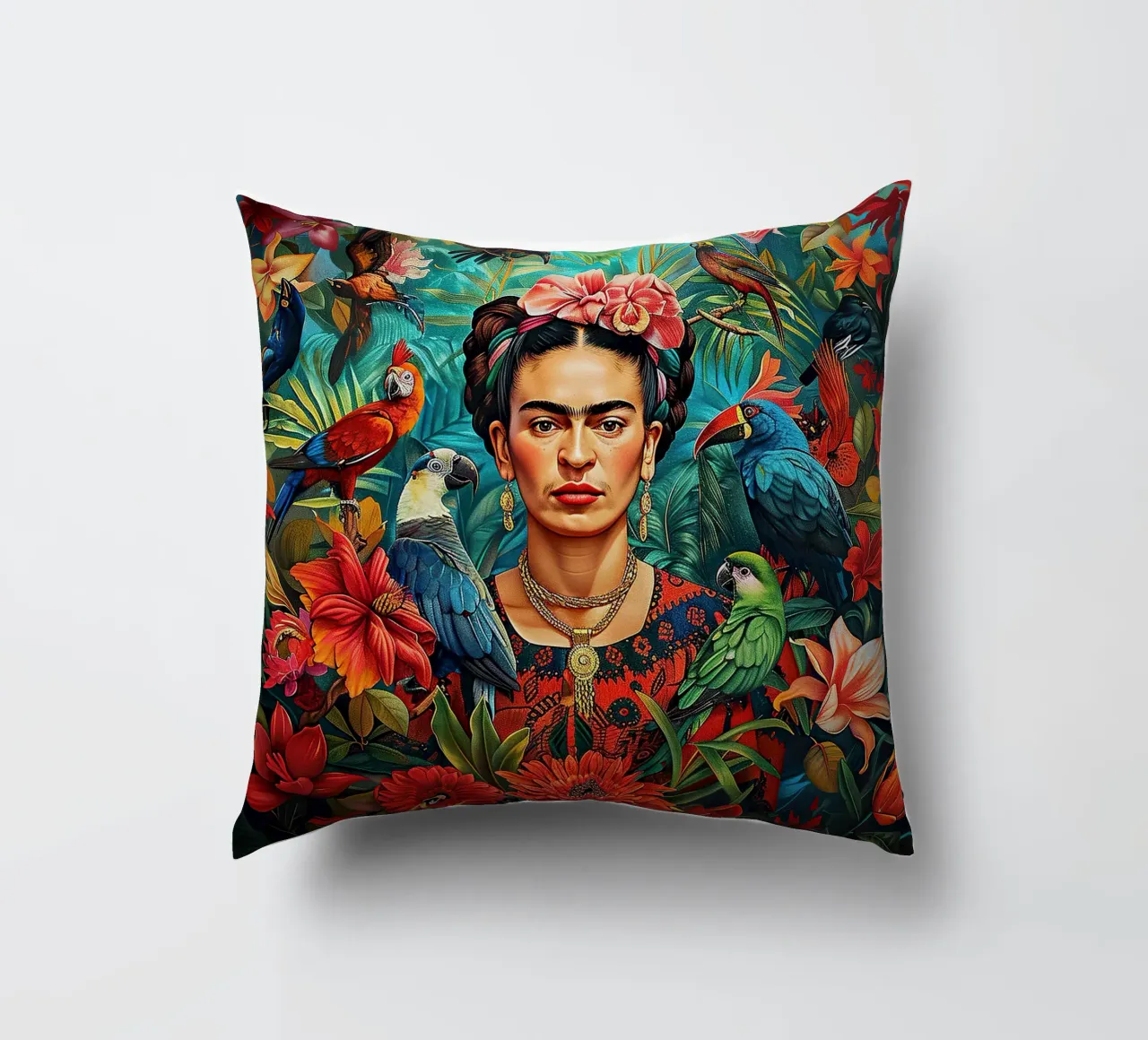 Frida Kahlo "Colors of Courage" cuscino da Fantasias Florales