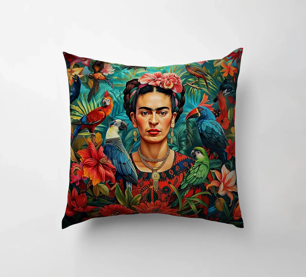 Frida Kahlo "Colors of Courage" cuscino da Fantasias Florales