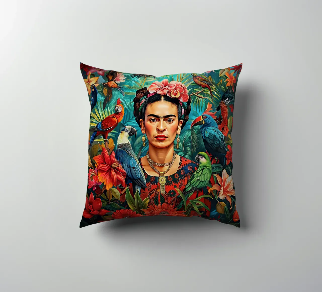 Frida Kahlo "Colors of Courage" cuscino da Fantasias Florales