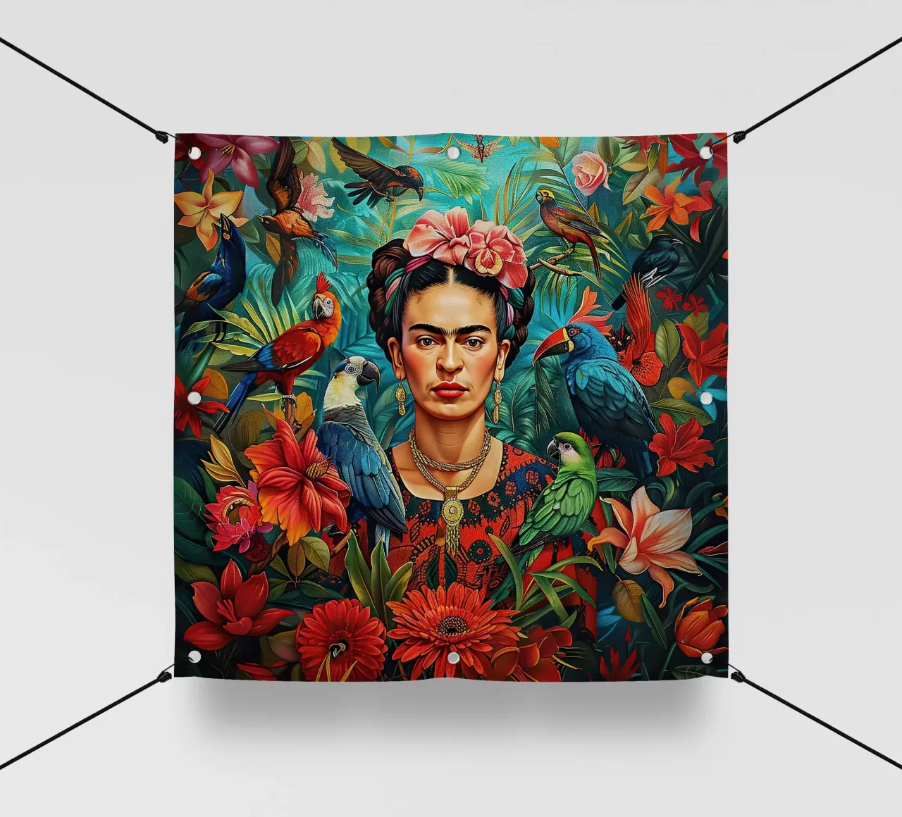 Frida Kahlo "Colors of Courage" telo in pvc da Fantasias Florales
