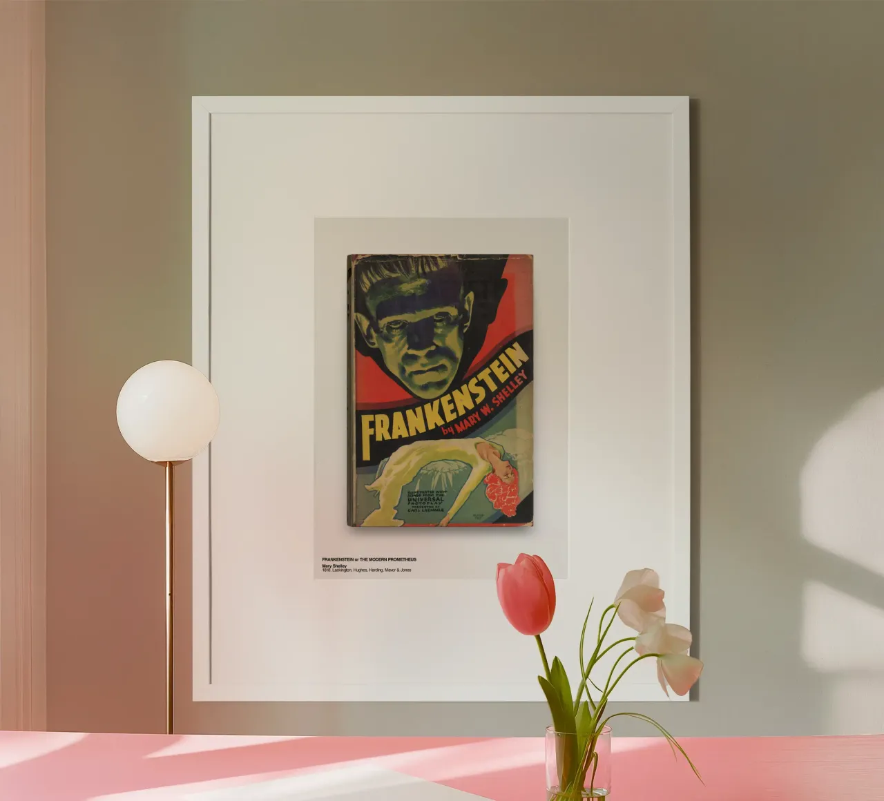 Frankenstein Book Cover Print poster with aluminum frame by MissLiterarty
