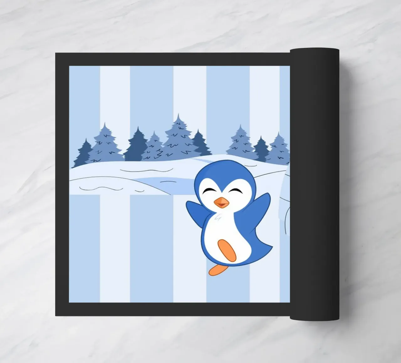 Un pinguino felice nella neve zerbino da The Little Animals Club