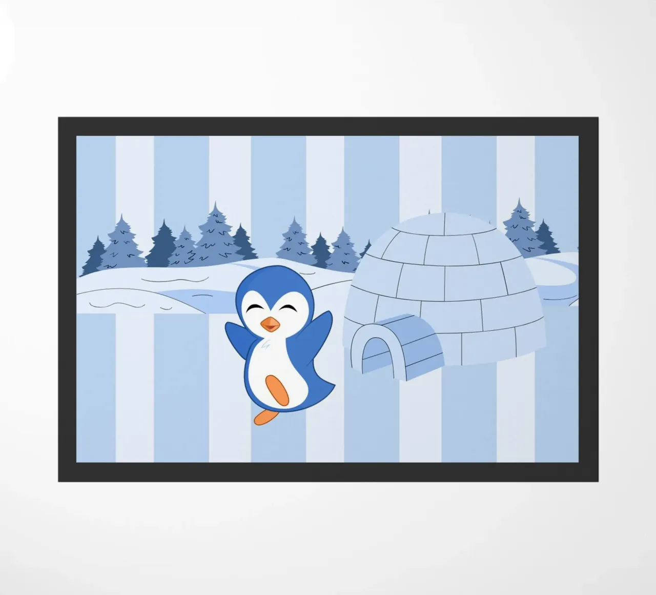 Un pinguino felice nella neve zerbino da The Little Animals Club