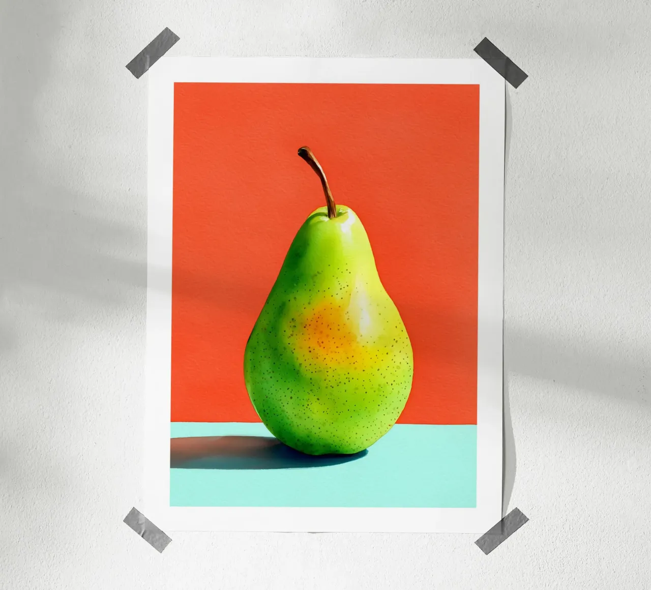 Heldergroene peer poster van Spice & Spoon Studio