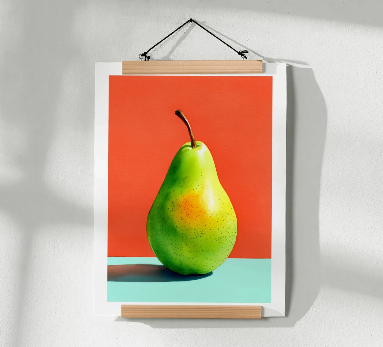 Heldergroene peer poster van Spice & Spoon Studio