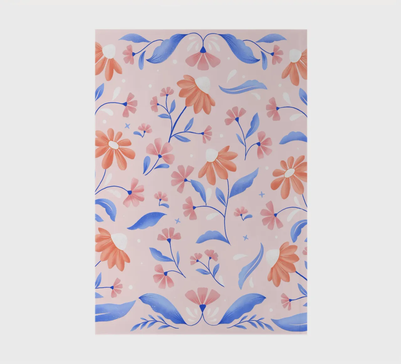 Spring floral pattern in peach colour with contrasting blue notebook by CalliLetters