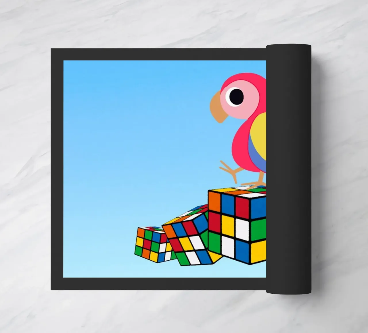 Pappagallo sui cubi arcobaleno zerbino da The Little Animals Club