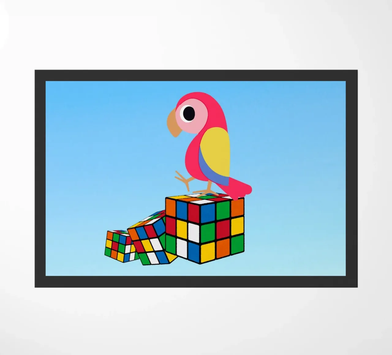 Pappagallo sui cubi arcobaleno zerbino da The Little Animals Club