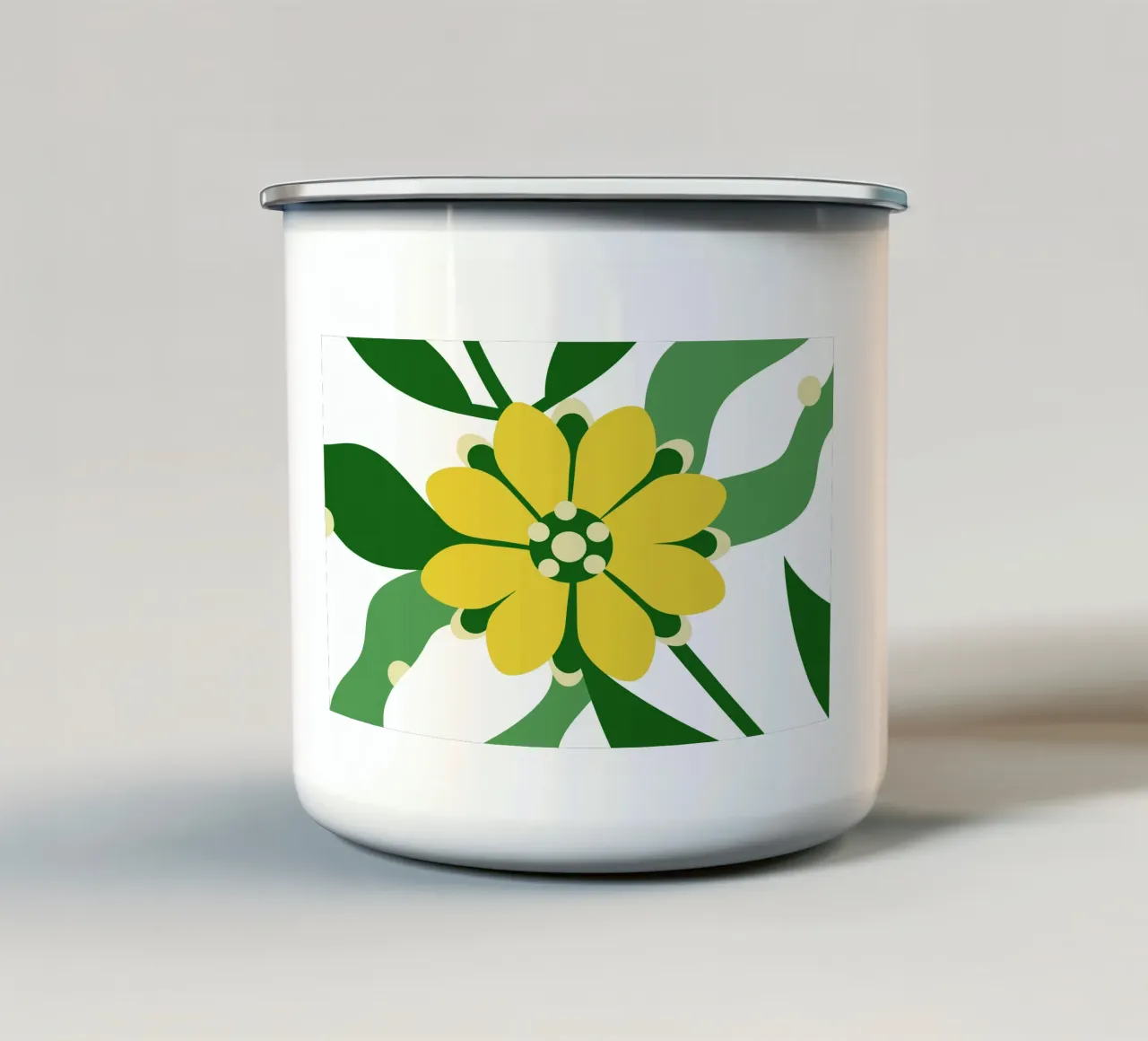 Illustrazione di girasole con stile di design piatto tazza in smalto da SPECIAL FLOWER PATTERNS