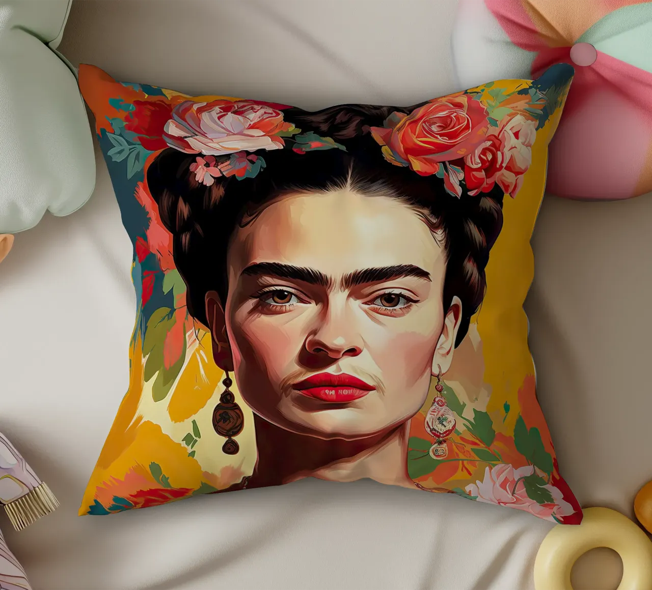 Frida Kahlo "Passion and Power" cuscino da Fantasias Florales