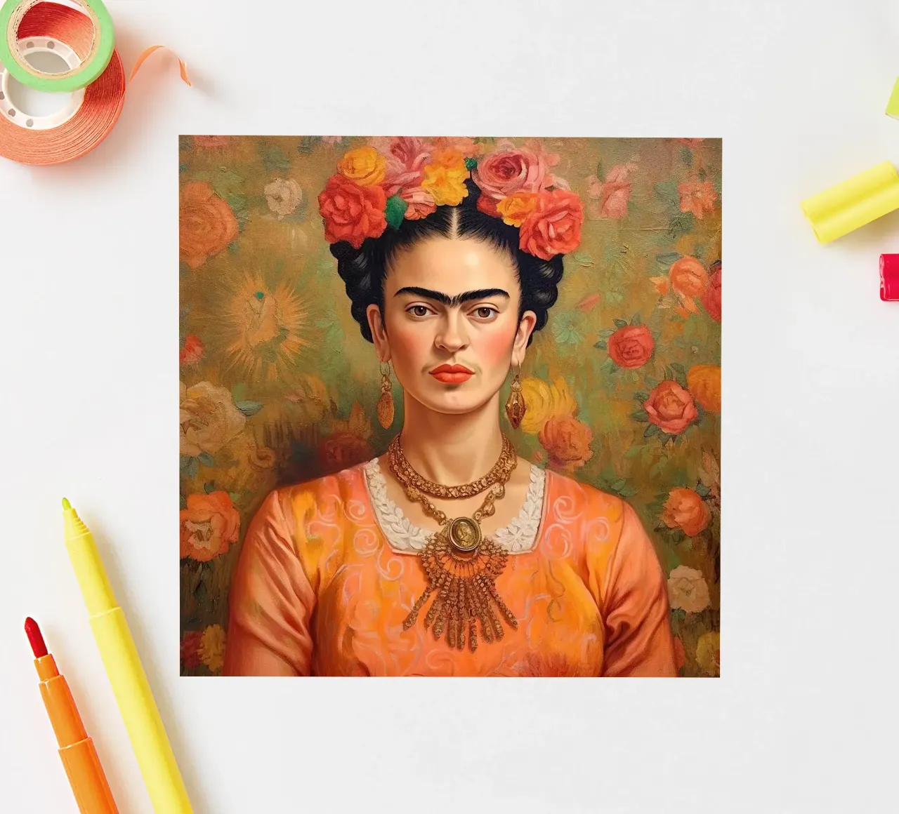 Frida Kahlo "Art of the Fearless" adesivo da Fantasias Florales