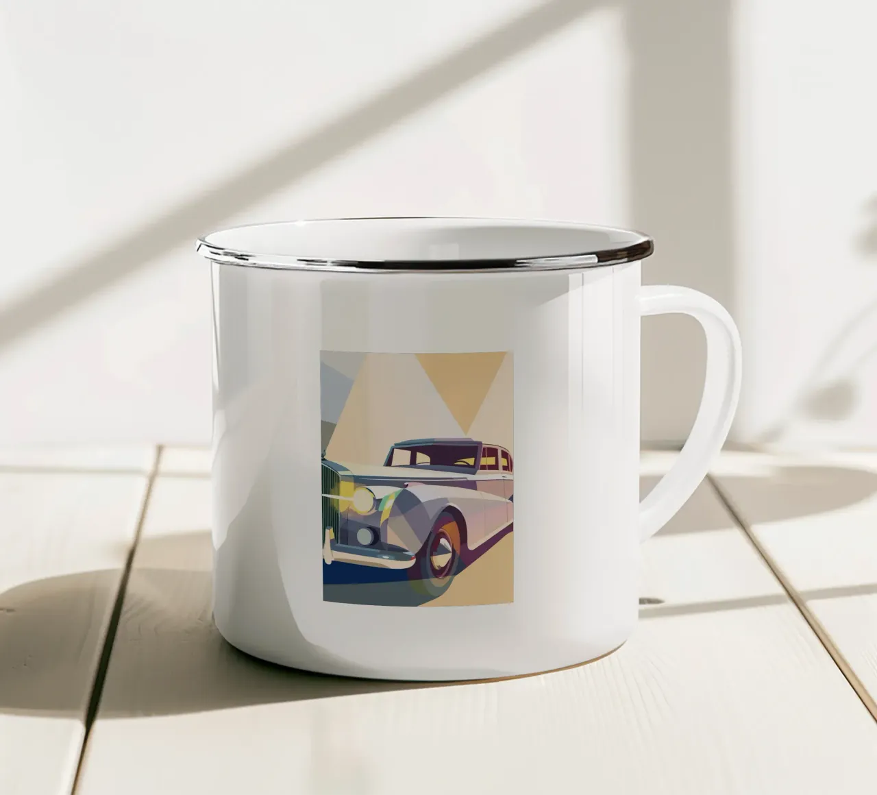 Auto d'epoca in un garage moderno tazza in smalto da POLYGON SPECIAL