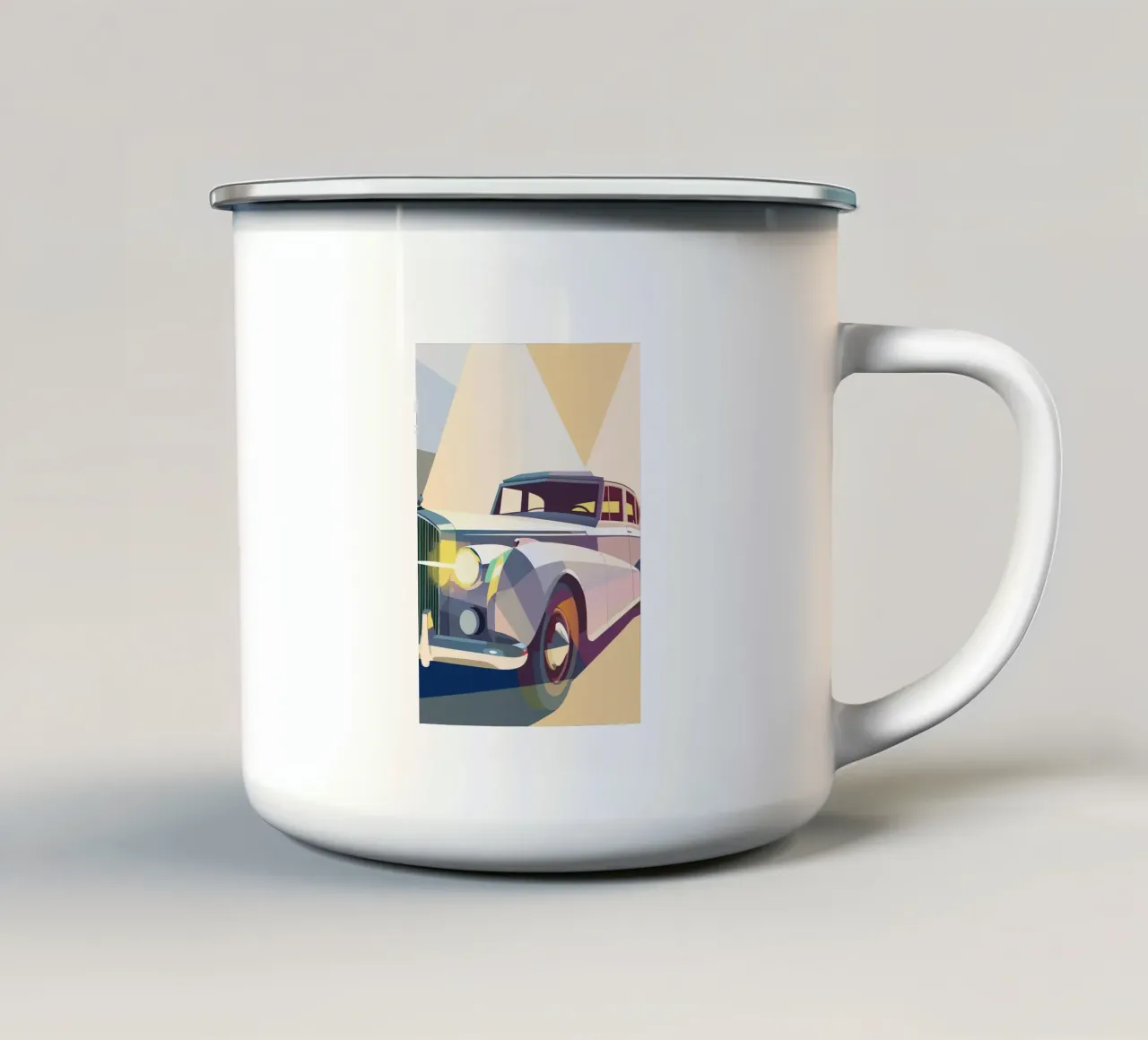 Auto d'epoca in un garage moderno tazza in smalto da POLYGON SPECIAL