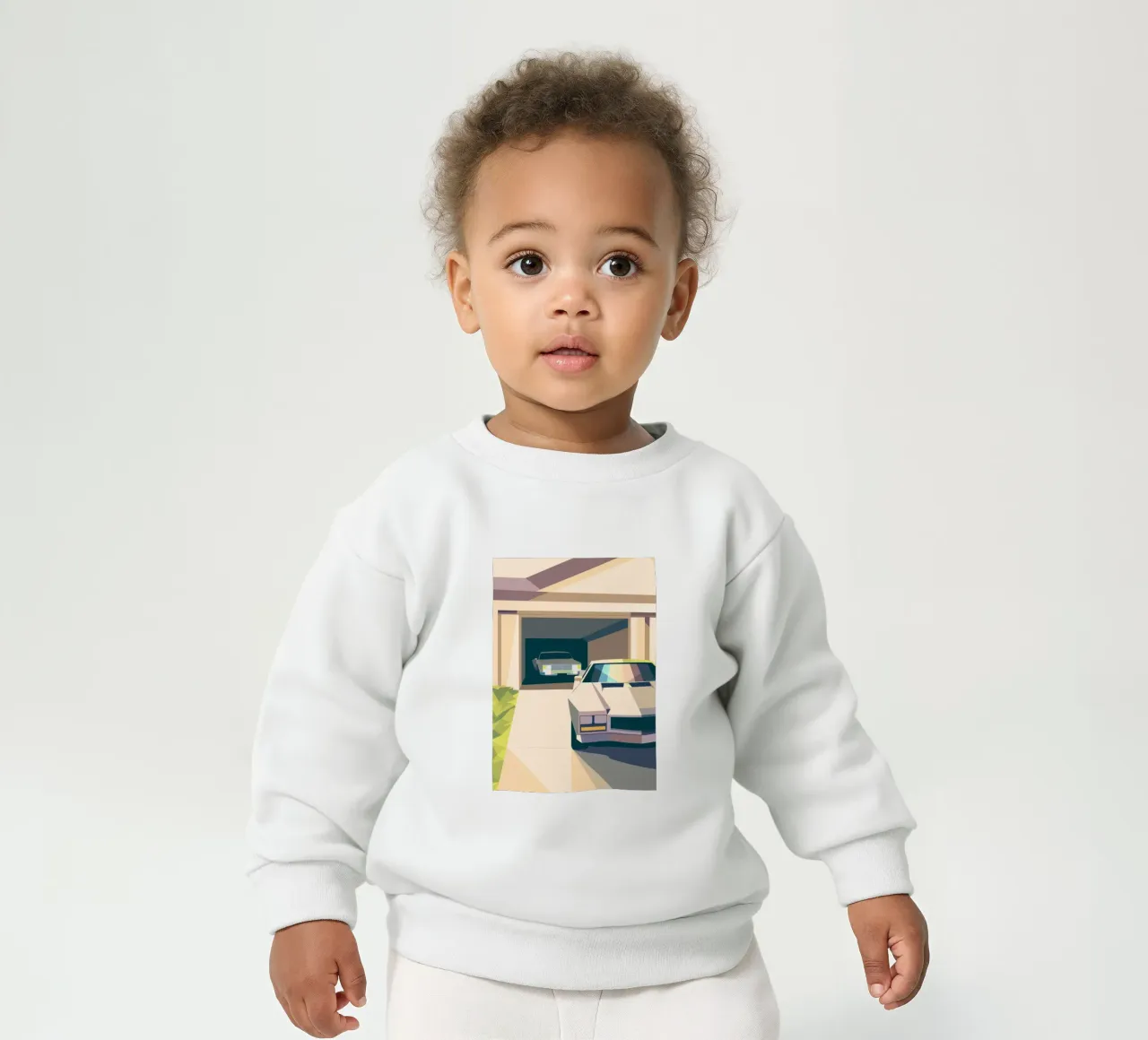 Due auto in un garage con stile geometrico felpa neonato da POLYGON SPECIAL