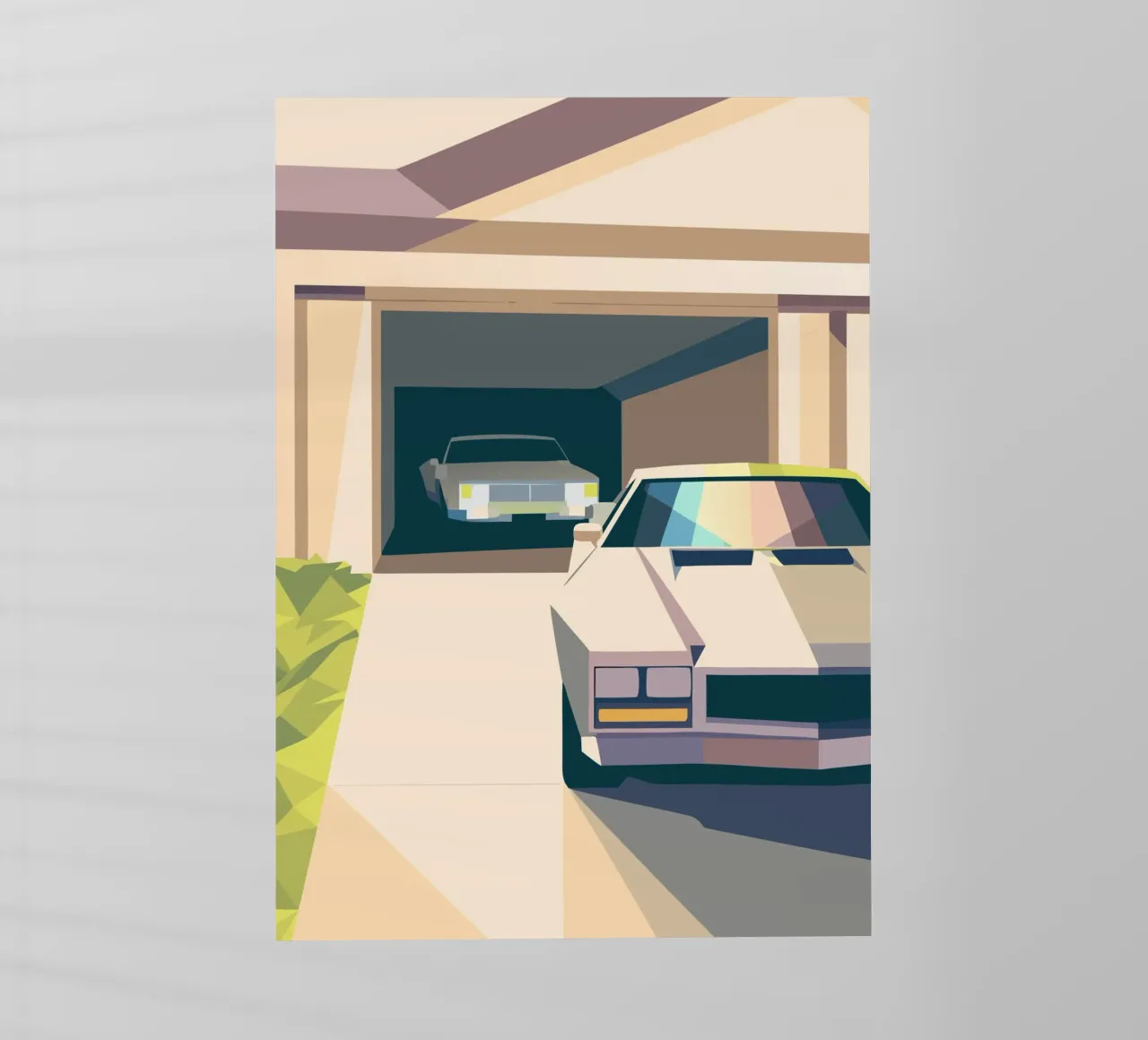 Due auto in un garage con stile geometrico pellicola backlit da POLYGON SPECIAL