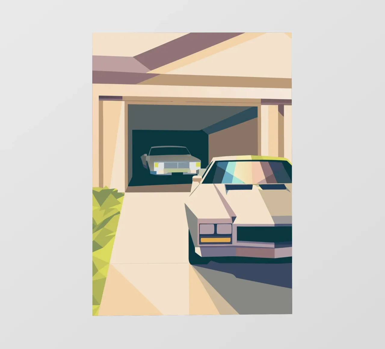 Due auto in un garage con stile geometrico telo in pvc da POLYGON SPECIAL