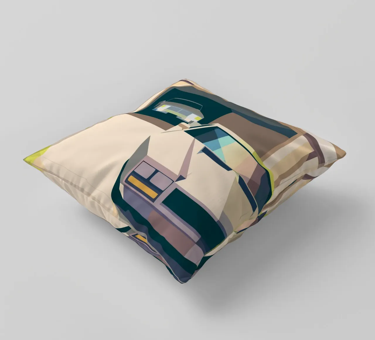 Due auto in un garage con stile geometrico cuscino da POLYGON SPECIAL