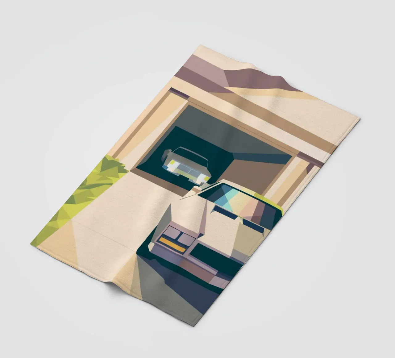 Due auto in un garage con stile geometrico coperta in pile da POLYGON SPECIAL