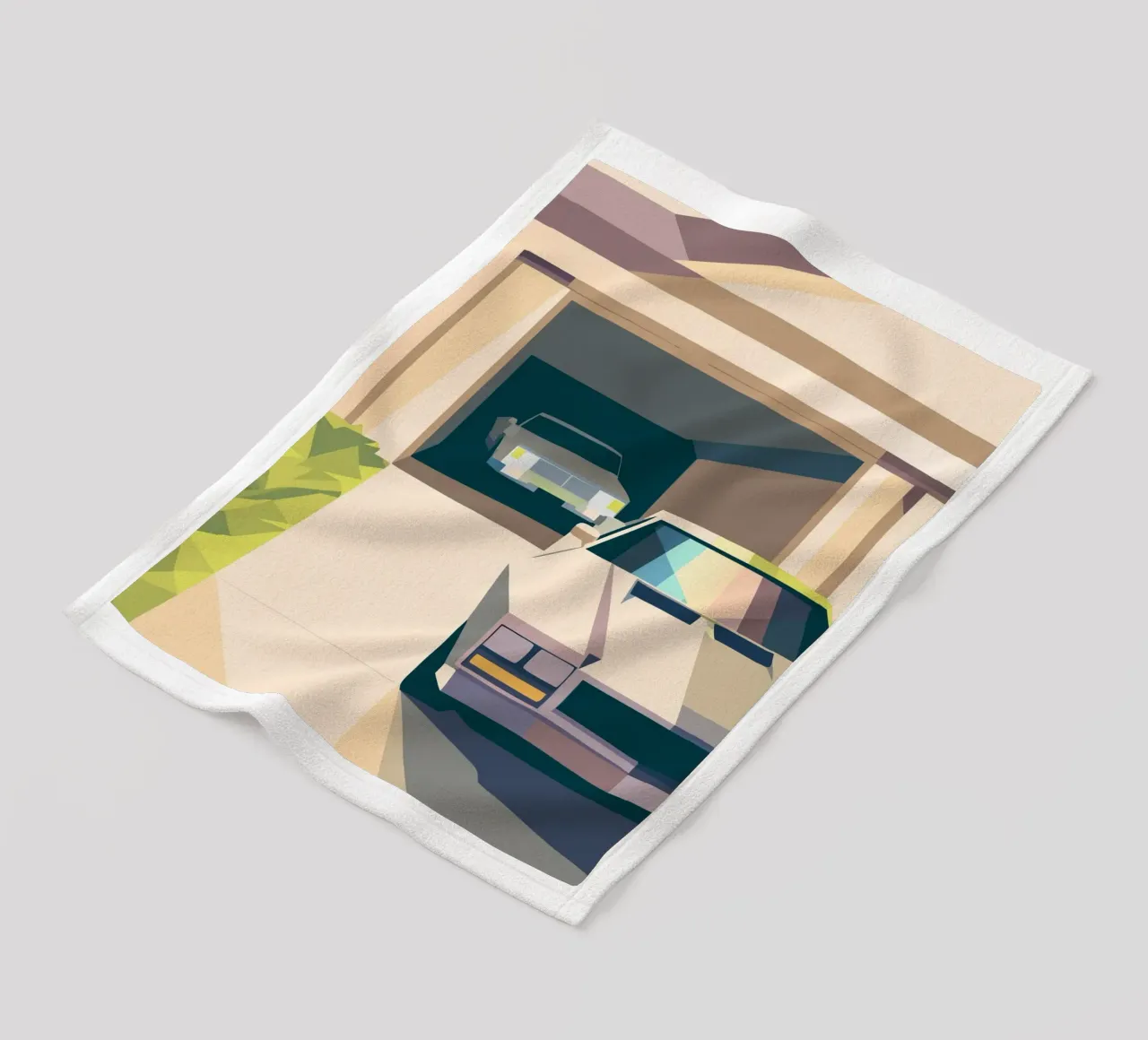 Due auto in un garage con stile geometrico coperta in pile da POLYGON SPECIAL