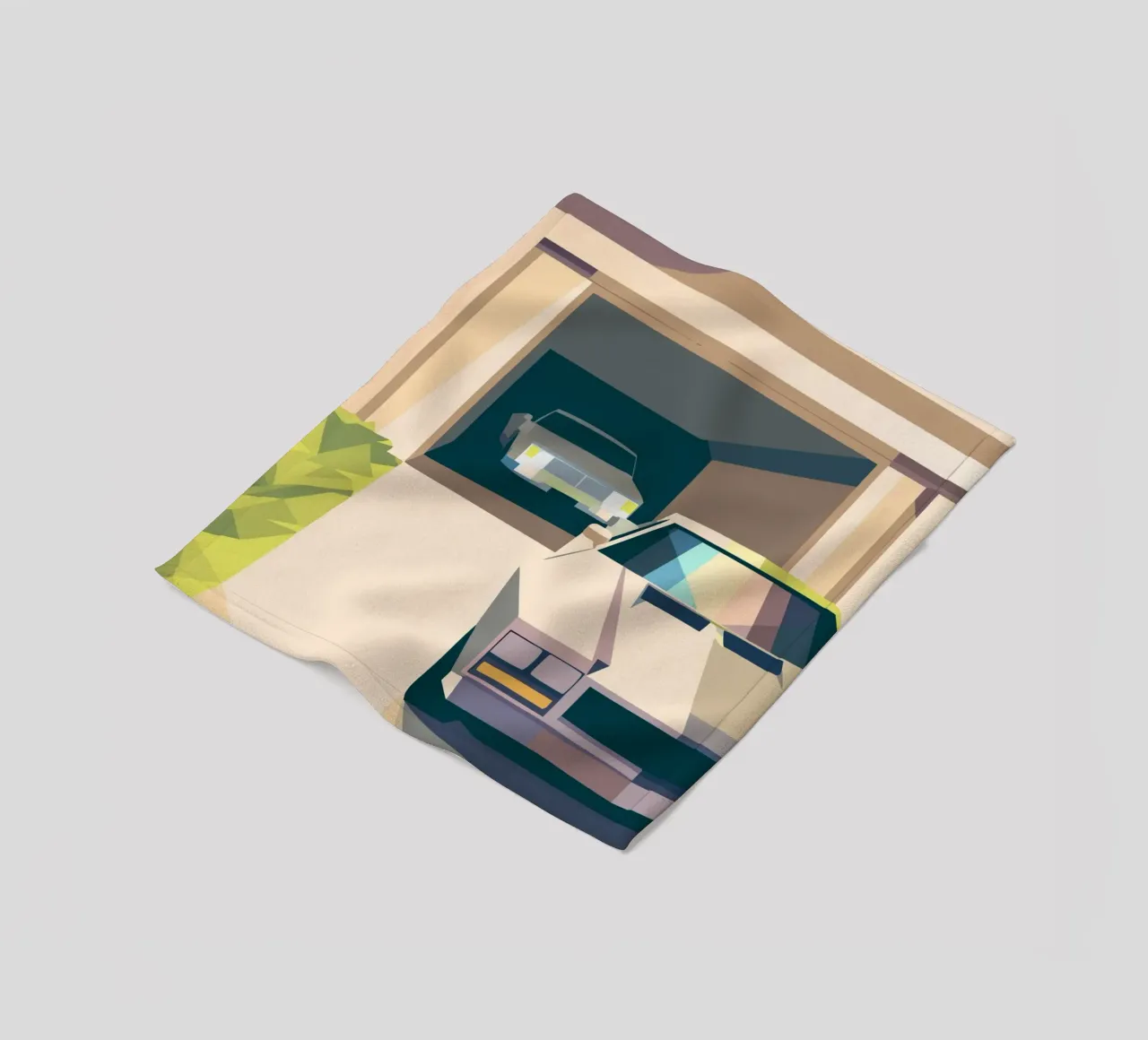 Due auto in un garage con stile geometrico coperta in pile da POLYGON SPECIAL