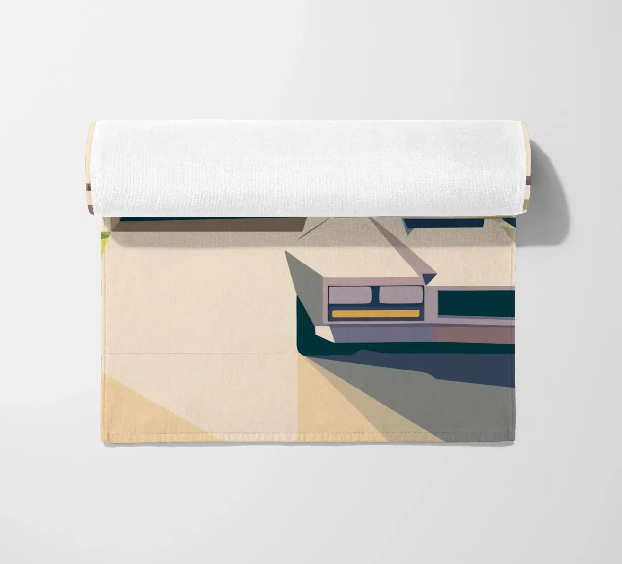 Due auto in un garage con stile geometrico telo mare da POLYGON SPECIAL