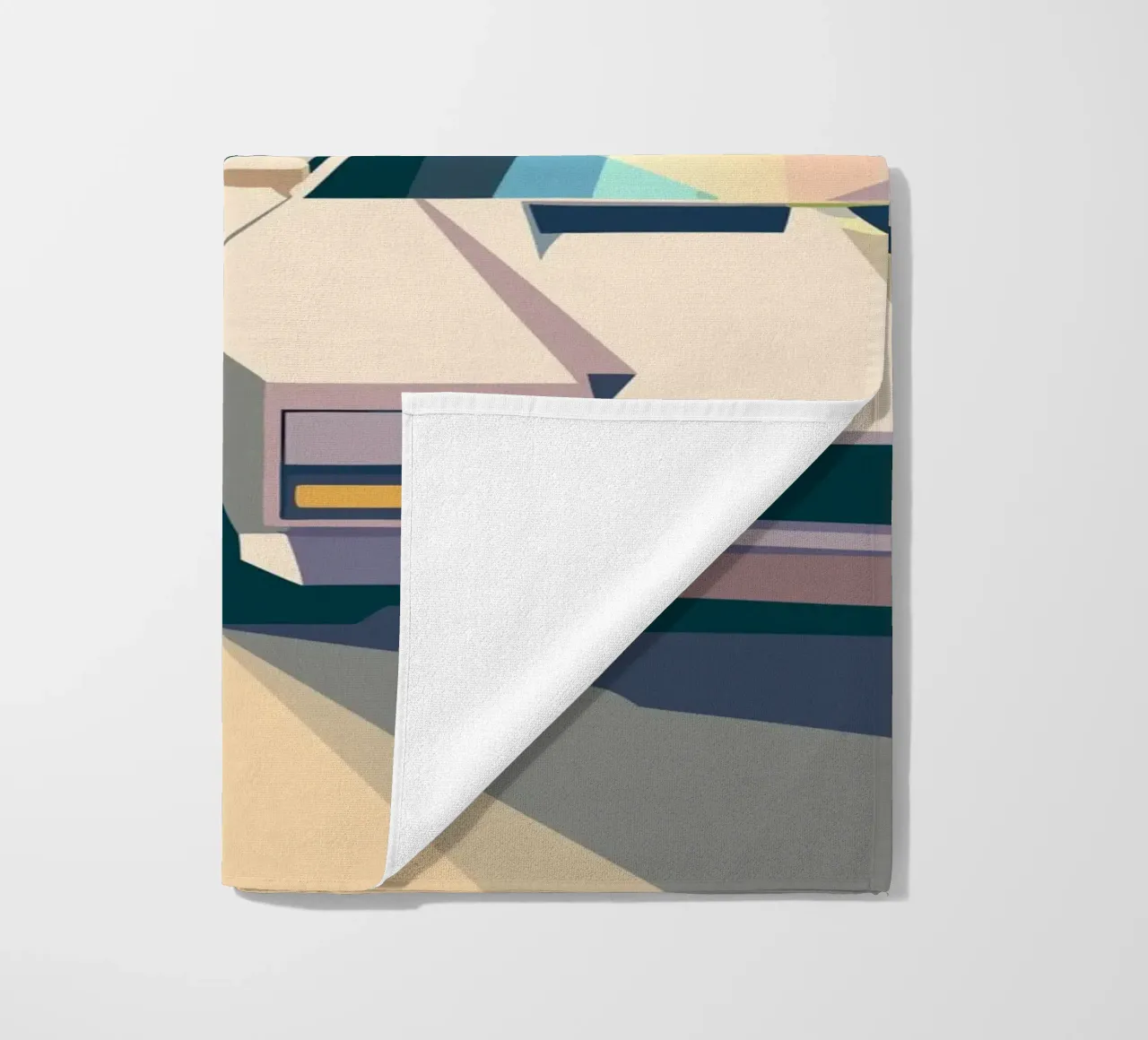 Due auto in un garage con stile geometrico telo mare da POLYGON SPECIAL