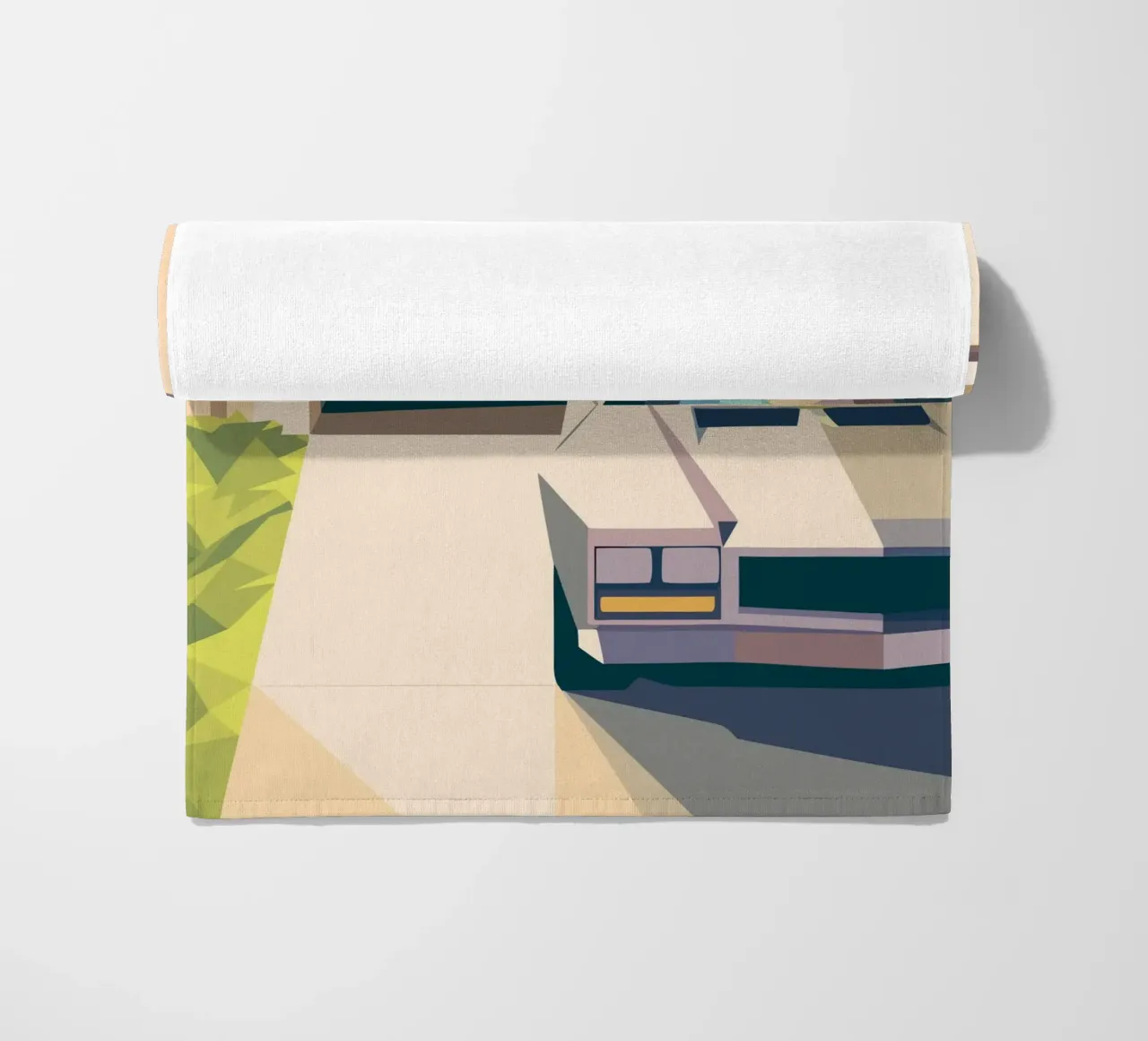 Due auto in un garage con stile geometrico telo mare da POLYGON SPECIAL