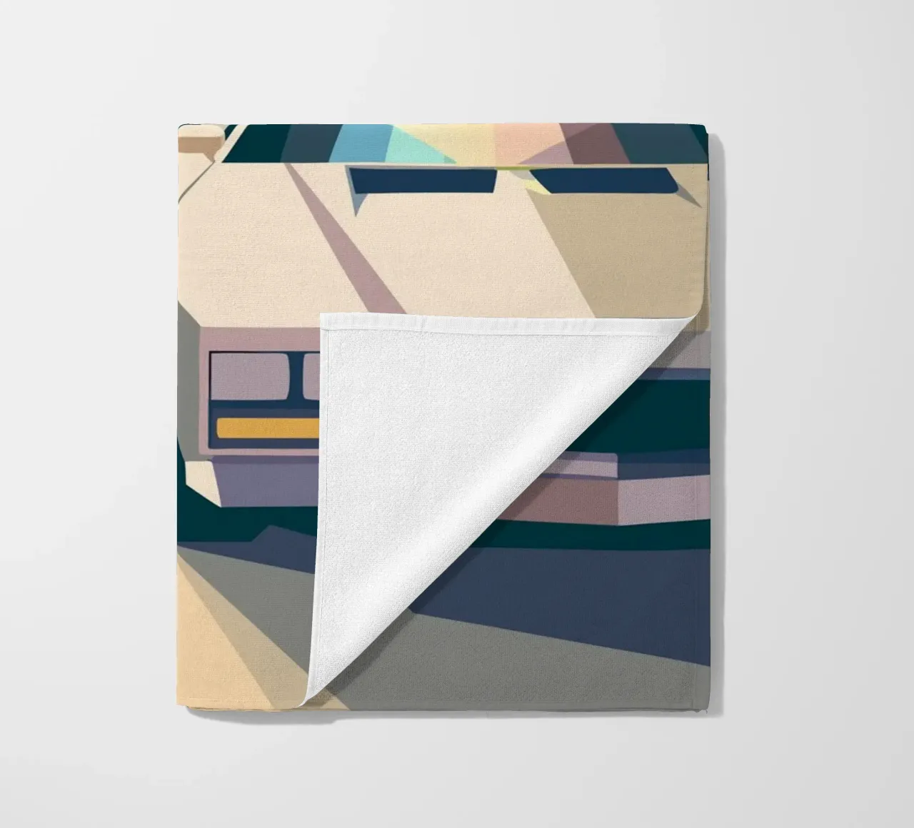 Due auto in un garage con stile geometrico telo mare da POLYGON SPECIAL