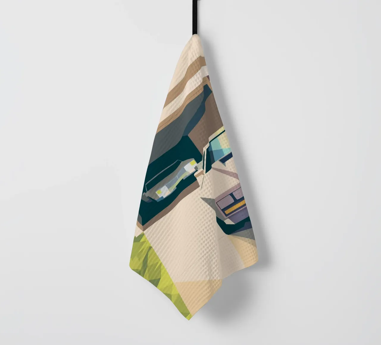 Due auto in un garage con stile geometrico canovaccio da cucina da POLYGON SPECIAL