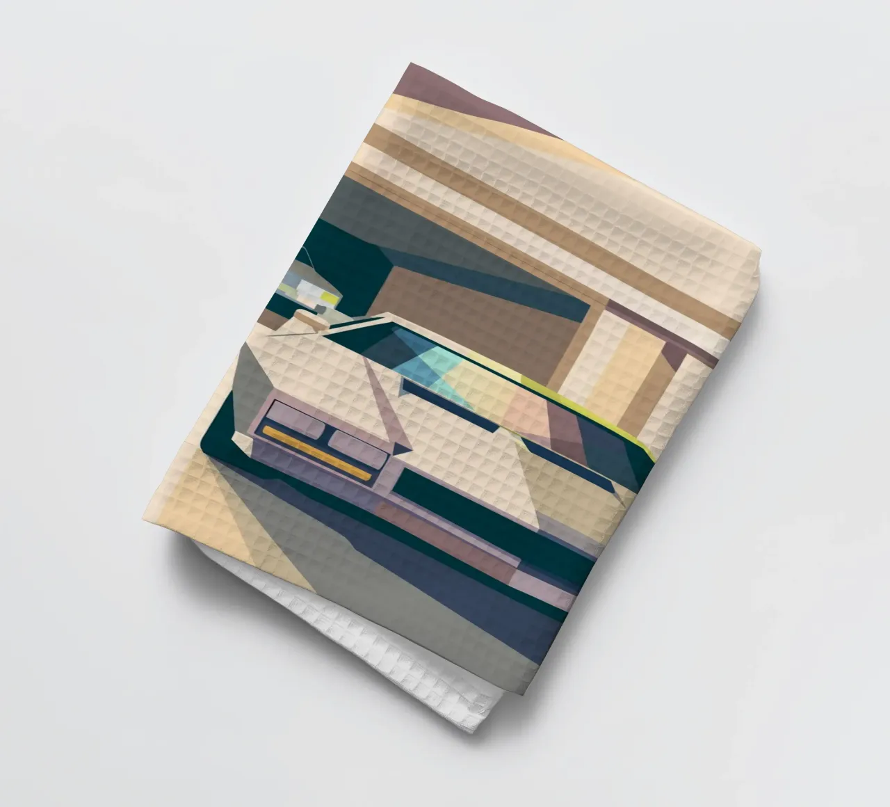 Due auto in un garage con stile geometrico canovaccio da cucina da POLYGON SPECIAL