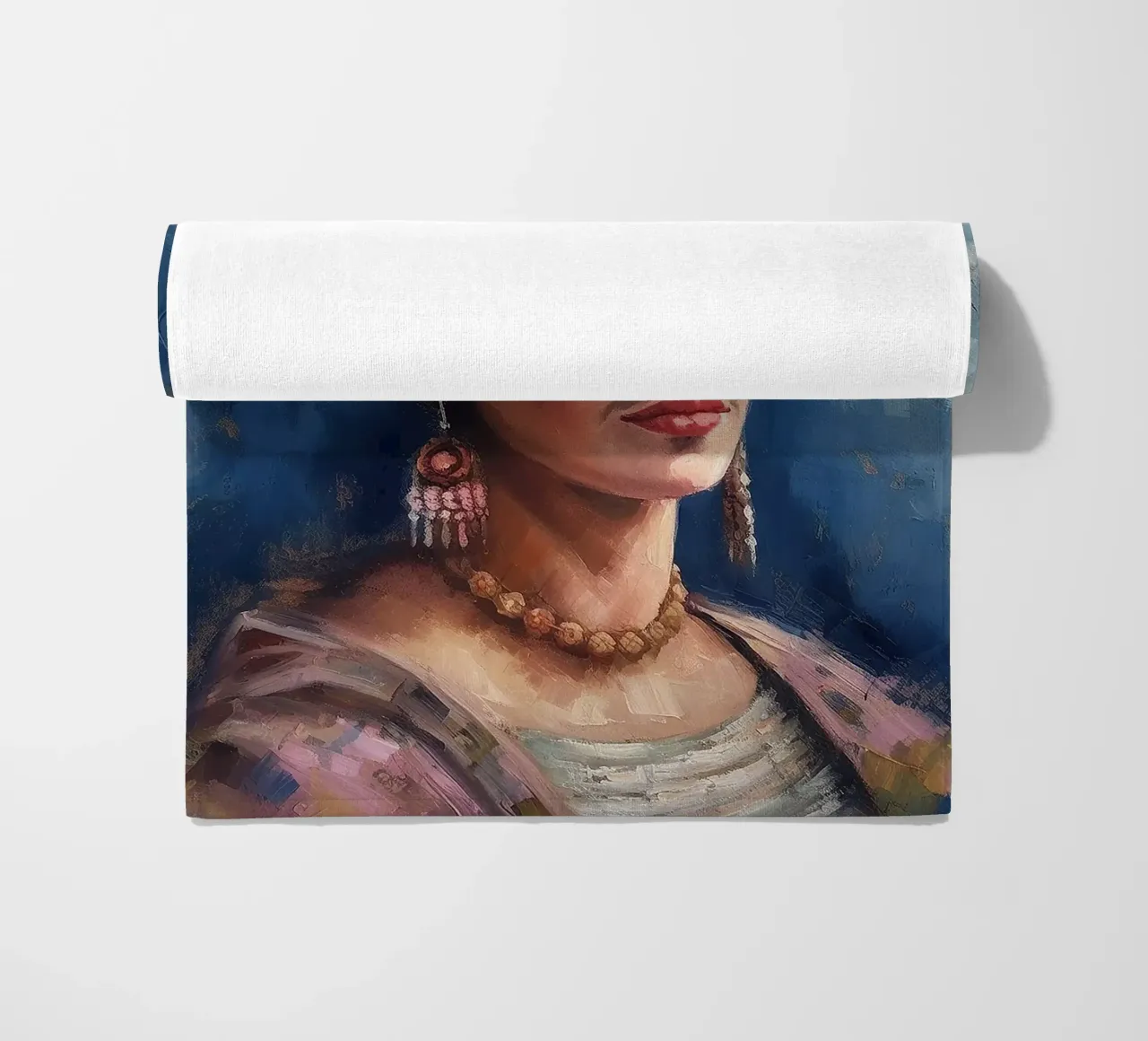 Frida Kahlo "Echoes of Strength" beach towel by Fantasias Florales