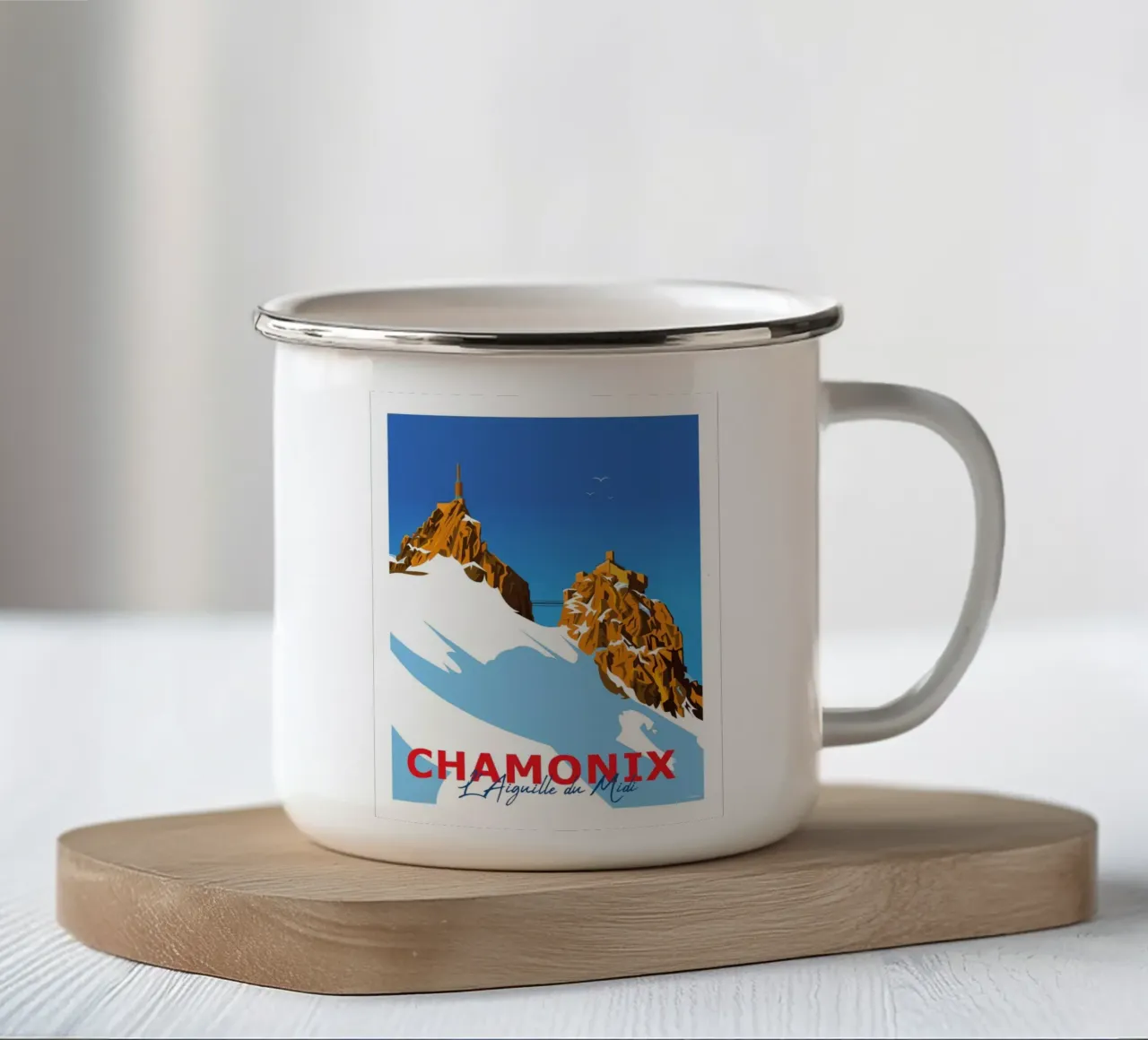 Chamonix l'Aiguille du Midi tazza in smalto da Raphaël Delerue