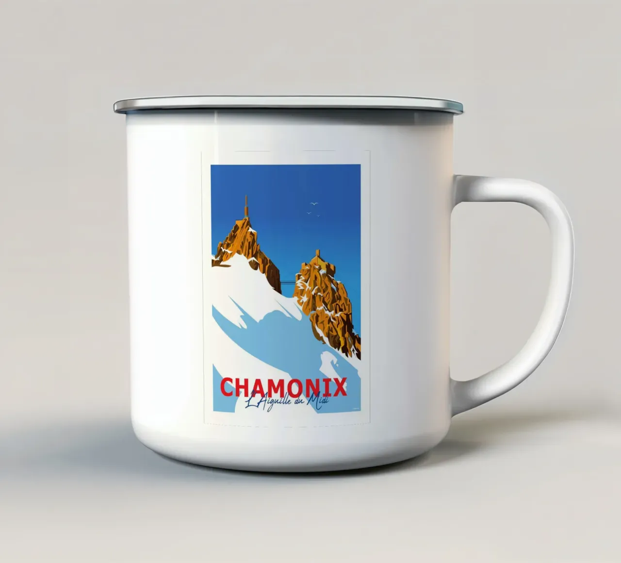 Chamonix l'Aiguille du Midi tazza in smalto da Raphaël Delerue