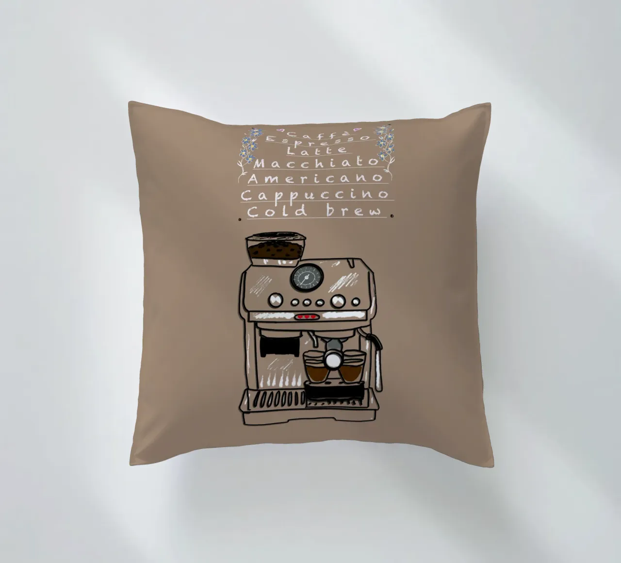 Espresso,Caffe,Latte.... cuscino da Nica Colorie