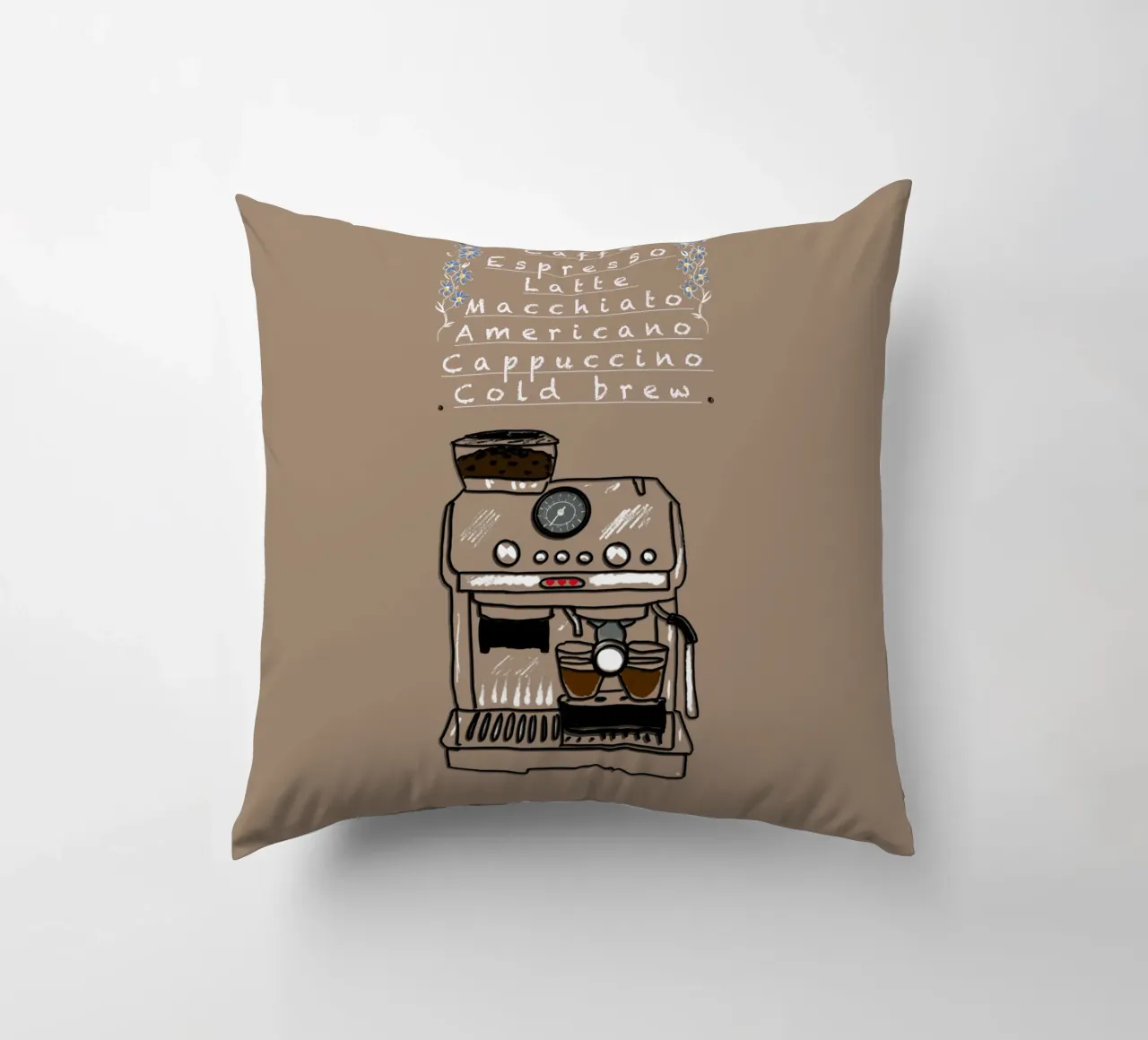 Espresso,Caffe,Latte.... cuscino da Nica Colorie