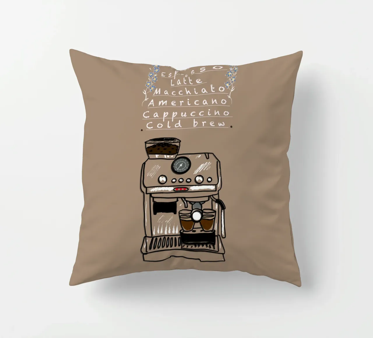 Espresso,Caffe,Latte.... cuscino da Nica Colorie