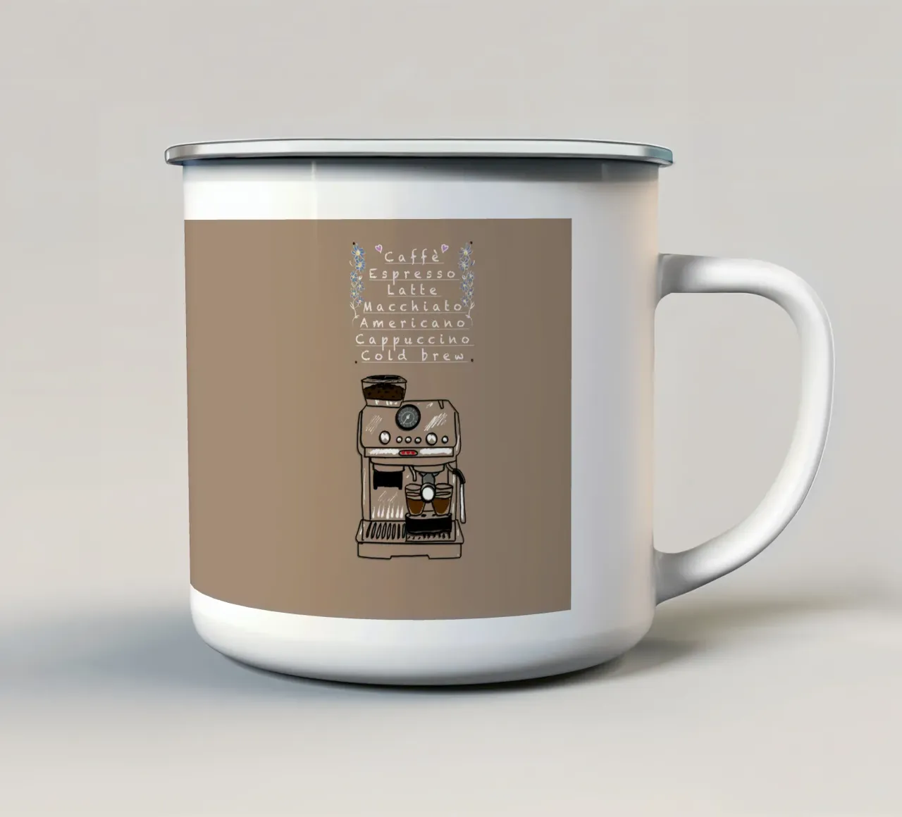 Espresso,Caffe,Latte.... tazza in smalto da Nica Colorie