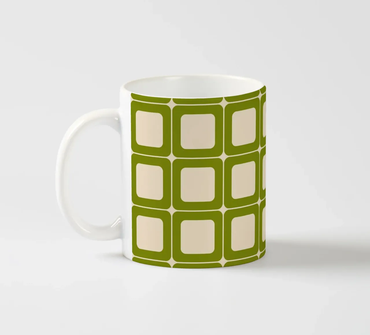 Quadrati verdi retrò 60s Vibes tazza in ceramica da Timeless moderna