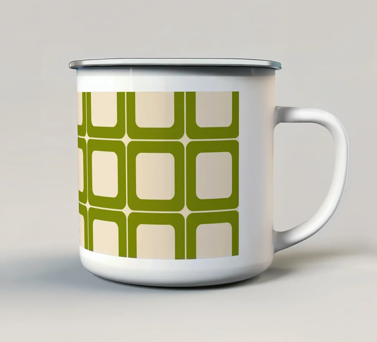 Quadrati verdi retrò 60s Vibes tazza in smalto da Timeless moderna